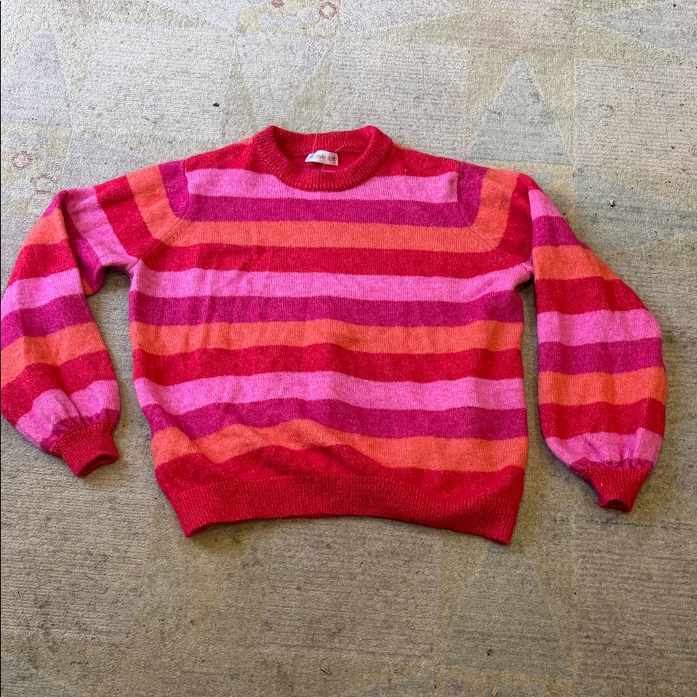 Soft stretchy and cozy striped pink sweater by My Style Loft size large - Picture 4 of 5